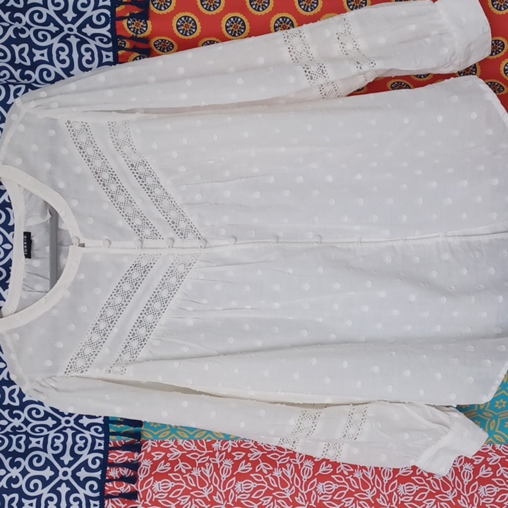 Boho Victorian White Eyelet Blouse by Torrid 2X 3X